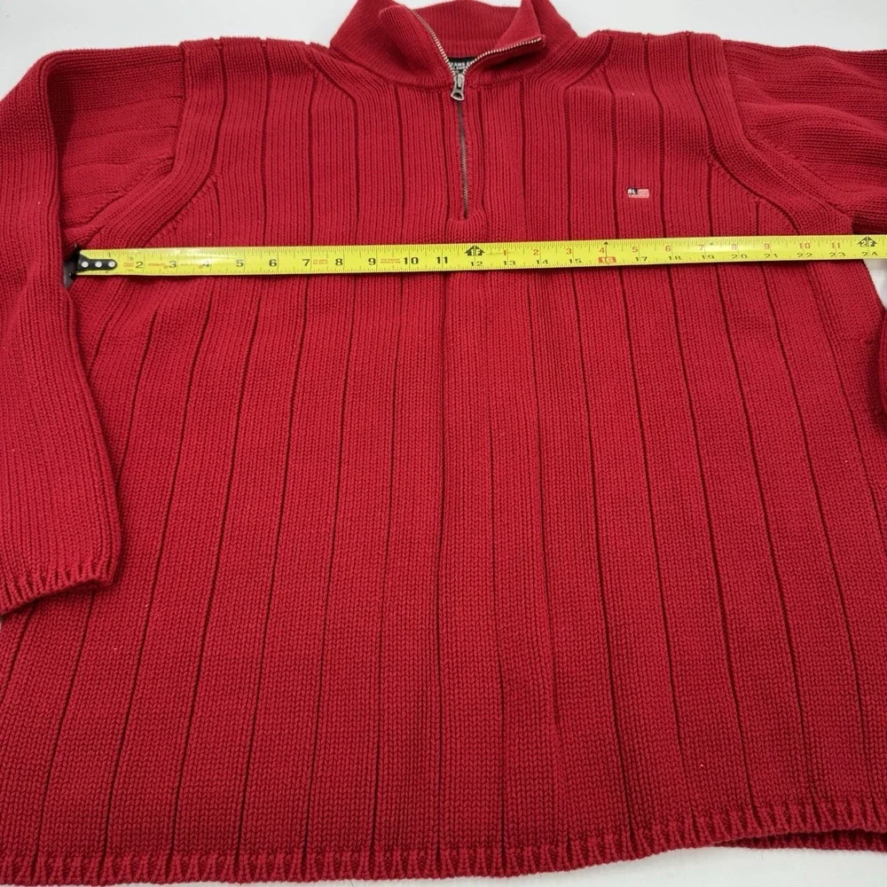 Vintage Polo Ralph Lauren Sweater Mens XXL Red 1/4 Zip Knit American Flag